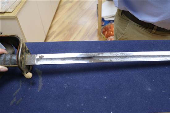 A 19th century silver and shagreen oriental sword and a 19th century dress sword longest 101cm